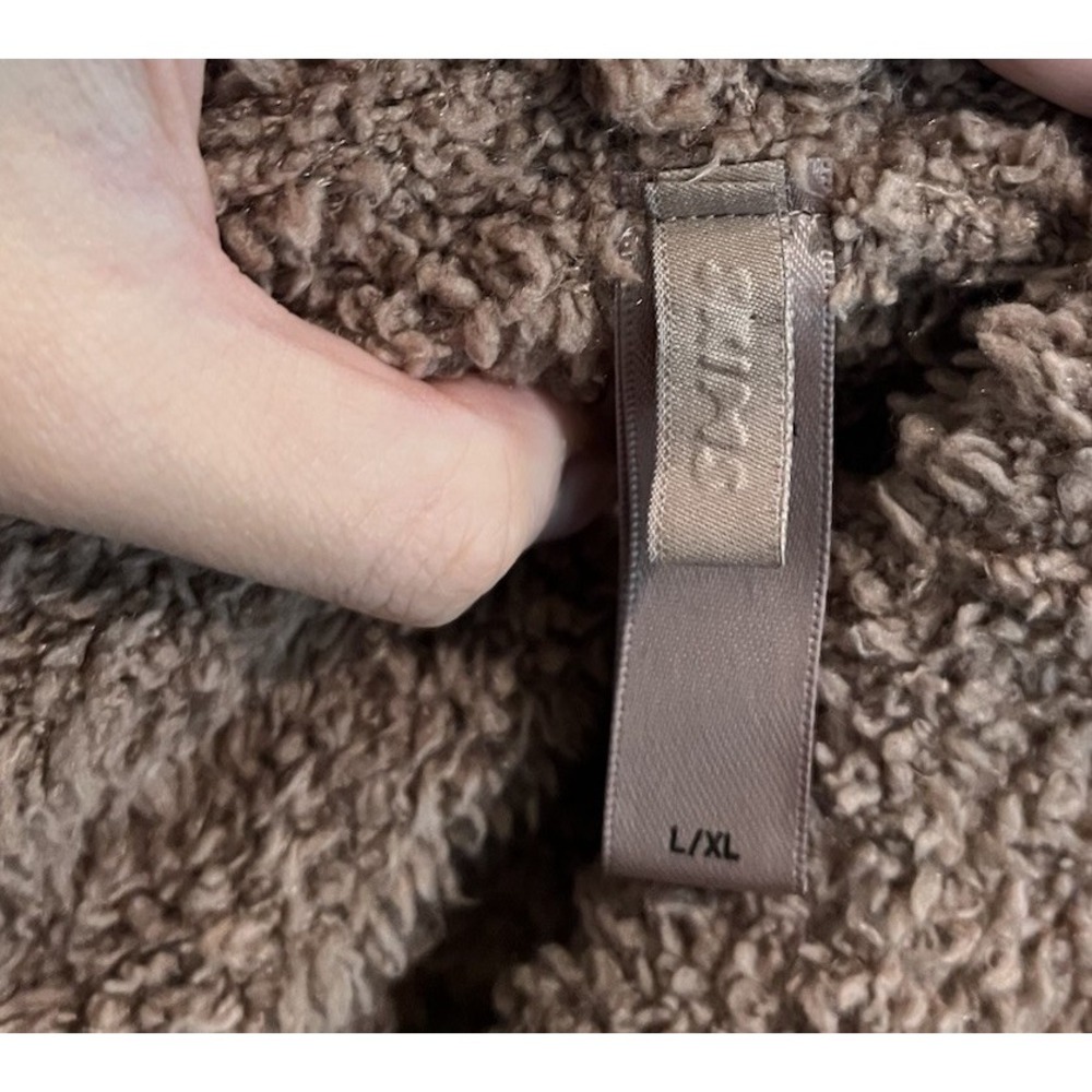 Skims Brown Long Sleeve Full Zip Women's Hoodie Sherpa Crop Sweater Size L/XL - Picture 3 of 5